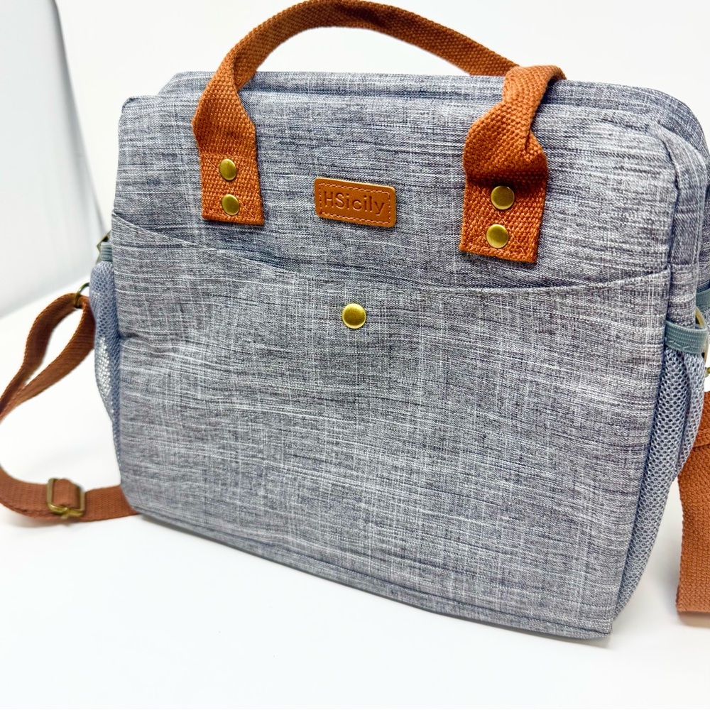 Gray and Brown Insulted Lunch Bag